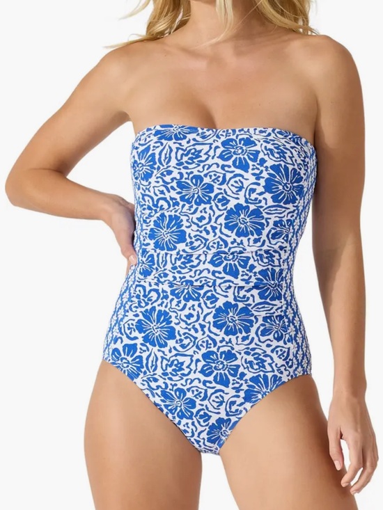 Tommy Bahama Other - Tommy Bahama Strapless Blue & White Floral One-Piece Swimsuit Sz 12 Barely Used
